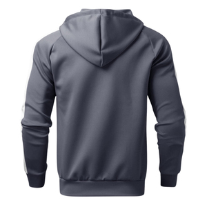 Men's <b>Grey</b> Hooded Tracksuit Full Zipper Casual Jogging Suit Solid Color Polyester 2 Piece <b>Set</b> Autumn Wear - Product Image 3