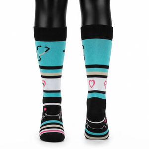 Chaussettes de travail unisexe en coton et polyester 200 GSM, respirantes, anti-humidité, sans coutures, avec logo jacquard personnalisé, pour usage hospitalier, couleur Teal - Product Image 1