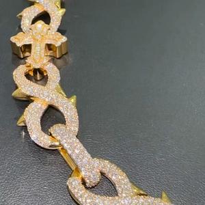 Collier Chaîne Cubaine en Argent 925 Plaqué Or avec Moissanite, Bijou Hip Hop Tendance pour Fête - Product Image 3