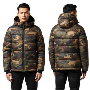 Veste d'hiver matelassée à capuche pour homme, imprimé camouflage - Product Image 3