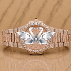 Most Selling Custom Fashion Moissanite Diamond Rubber Analog Watch VVS D Color Iced Luxury Party Daily Wear Gift Available Sale - Product Image 1