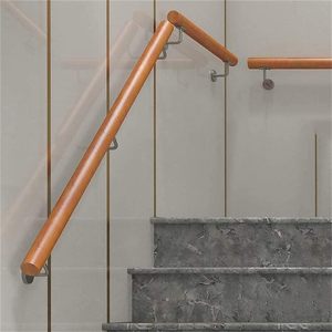 Wooden Round Handrail <b>Wall</b> <b>Mounted</b> Stair <b>Railings</b> For Indoor Outdoor Staircase Safety Support - Product Image 2