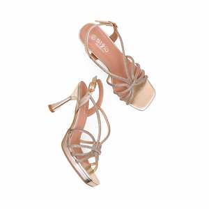 Sandales à talons dorées FN5952 Chaussures de mariée élégantes - Product Image 1