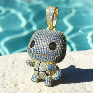 Pendentif Hip Hop Iced Out plaqué or avec micro-pavé de moissanite, collier personnage de dessin animé - Product Image 1
