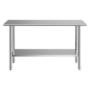 Tavolo da Preparazione Alimenti Commerciale in Acciaio Inox 24x60 Pollici con Ripiano Inferiore Regolabile - Product Image 1