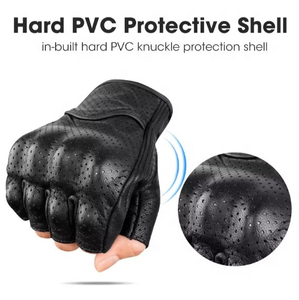 Guantes de Cuero de Medio Dedo para Hombre, Hechos en Pakistán, de Alta Calidad, Transpirables, de Piel de Oveja, Antideslizantes, Cómodos, de PU, para Motocicleta - Product Image 5