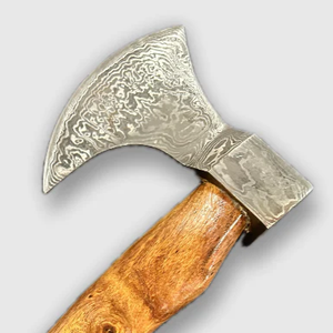 Hacha Vikinga Hecha a Mano con Cabeza de Acero de Damasco, Mango de Madera, Funda de Cuero, 5 Hojas, 18 cm de Longitud Total, 1.5 kg, Grado Industrial - Product Image 3