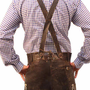 Ensemble traditionnel bavarois Lederhosen pour homme, en cuir véritable, tenue d'Oktoberfest avec bretelles - Product Image 5