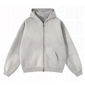 Sudadera con capucha personalizada para hombre y mujer, con cremallera completa, de forro polar, estilo vintage con lavado ácido, oversize, streetwear, de algodón de alto gramaje - Product Image 2