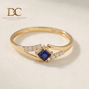 Anillos de Boda y Fiesta de Lujo Personalizados en Oro Sólido de 14 Quilates con Diamantes Cultivados en Laboratorio, Certificados por IGI, con Zafiro Azul Real Cultivado en Laboratorio - Product Image 2