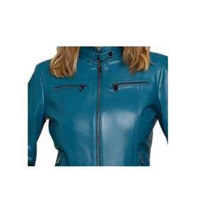Women Leather <b>Jackets</b> <b>Light</b> Color Fashionable Outerwear Custom Made Genuine Cow Hide Women Leather <b>Jacket</b> Black Color Zip Up - Product Image 6