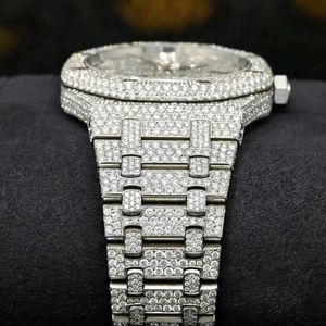 Buss Luxury White <b>Arabic</b> Numbers Automatic Movement Stainless Steel 20mm Analog <b>Watches</b> Hiphop VVS Moissanite Waterproof Diamond - Product Image 6