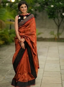 Sari en coton et lin imprimé numérique Bollywood KV - Product Image 2