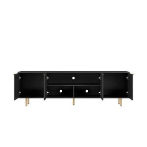 Mobile TV Moderno Nero da 68 Pollici, Centro Intrattenimento Scanalato con Prese Elettriche, Ante Contenitore e Mobile Multimediale per TV da 55+ Pollici - Product Image 5