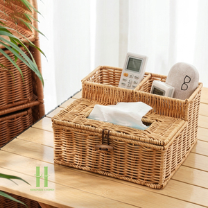 TOP SELLING Eco-Friendly Handmade <b>Wicker</b> Hand Woven <b>Storage</b> Box Lid Tissue Box Organizer Modern Natural <b>Basket</b> Home Decor - Product Image 6