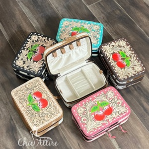 Hot Selling Luxurious Hand Tooled Fur Leather <b>Mini</b> Rectangle Velvet Jewelry <b>Storage</b> <b>Box</b> Travel Jewelry Cases for Rings Necklace - Product Image 1