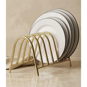 Modern Black Iron 3-Slot Plate Stand Countertop Dish Drying <b>Rack</b> & Plate Organizer for Space-Saving Modular <b>Kitchen</b> Usage - Product Image 5