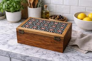 Caja de madera con estampado estilo Shabby Chic, caja de joyería estilo rústico, caja de almacenamiento de madera con estampado para decoración envejecida, estuche de suministro al por mayor - Product Image 4