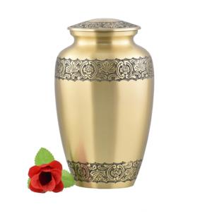 Vibrant Sunset Gradient Metal Cremation <b>Urn</b> for Human Ashes - Elegant Handcrafted Memorial Jar with Golden Greek Key Border and - Product Image 3