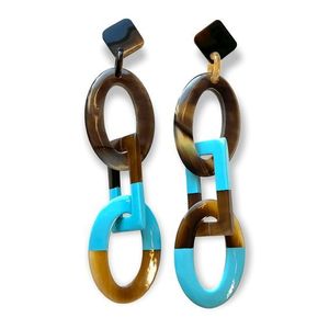 Pendientes Colgantes Geométricos de Aleación de Metales Preciosos para Mujer, Clásicos, Certificados por IGI, Modernos, Azules y Marrones, Joyería de Moda para Fiestas y Uso Diario - Product Image 1