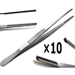 10 Pcs Dental Veterinary Debakey Tweezer 6" Forceps Surgical <b>Pliers</b> Instruments - Product Image 1