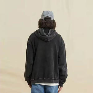 Servicio OEM al por mayor: Sudaderas con capucha para hombre con lavado ácido, bordado, impresión digital, logotipo de color personalizado, fabricadas con tejido polar ecológico. - Product Image 3