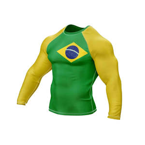 Best Quality Men's Rash Guards Sportswear Custom Logo Digital Print Solid Breathable Quick Dry Lightweight 160g Polyester/Nylon - Product Image 4