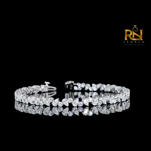Pulsera de tenis con diamantes cultivados en laboratorio, corte pera y redondo, diseño floral, tipo eternidad, en oro macizo de 9K, 14K, 18K, joyería fina - Product Image 1
