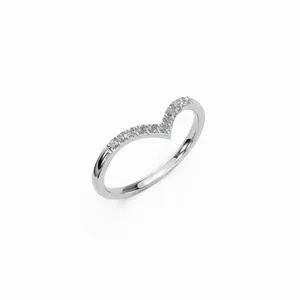 Victoria's V Shape Lab Grown Diamond Stackable <b>Ring</b> <b>11</b> Brilliant Cut Diamonds 18K White Gold Band IGI Certified Luxury <b>Ring</b> for - Product Image 3