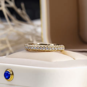 Women's Yellow Gold Round Brilliant Cut <b>Diamond</b> <b>Ring</b> Classic Style Wedding Band G Color lab grown Stone - Product Image 2