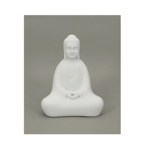 Statue de Bouddha méditant minimaliste pour la décoration de la maison, idole zen en résine lisse de qualité supérieure pour l'étagère du salon, blanc albâtre - Product Image 1