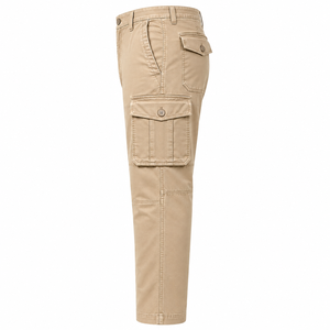 Pantalon cargo pour homme, coupe droite, multi-poches, style streetwear, toile imperméable, poids moyen, beige, fermeture éclair, pour le printemps - Product Image 5