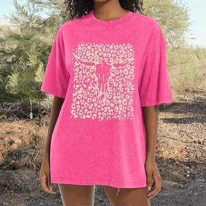 Camiseta Blanca con Logotipo Personalizado, Impresión DTG, 100% Algodón, Estilo Desgastado para Mujer, Lavado Ácido, Vintage, Unisex, Oversize, Hombros Caídos - Product Image 3