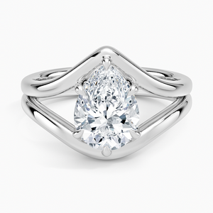 Anillo de compromiso de moissanita de 2 quilates con corte de pera, diseño solitario cruzado de tallo dividido - Product Image 3