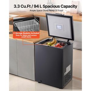 Congelatore Compatto da 3,3 Piedi Cubi con 2 Cestelli Rimovibili Regolabili, Congelatore a Pozzetto con Apertura Superiore Indipendente - Product Image 3