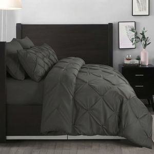 Charcoal Pintuck <b>Quilt</b> Cover 3 Piece 100% Cotton T-150 All Season Home Use Simple Style - Product Image 5