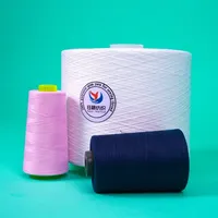 Benang Staple Poliester 100% Semi Dull Ring Spun High Tenacity 32s/2 untuk Bahan Baku Dasar Benang Jahit Poliester Industri