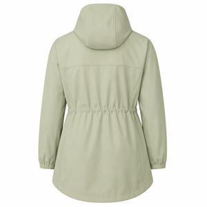 Custom Women's Hooded Knitted <b>Softshell</b> Breathable Waterproof Windbreaker OEM ODM Outdoor Lightweight Long Parka Summer Autumn - Product Image 2