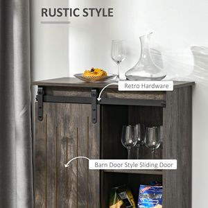 Mobile buffet moderno rustico in metallo autoportante con anta scorrevole e portabottiglie da 6 bottiglie - Product Image 5