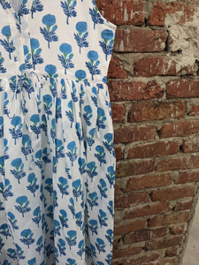 Vestido indio de algodón con estampado de bloque de mano, túnicas bordadas florales, vestido largo Maxi, estilo informal, ropa India - Product Image 4