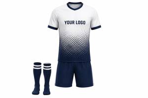 Ensemble de maillots de football personnalisables pour hommes, col en V uni, manches courtes, respirant, écologique, coupe athlétique, uniforme en polyester pour adultes - Product Image 2