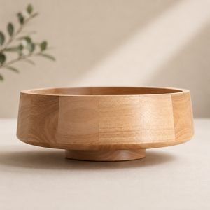 Tazón para Servir de Madera de Mango Artesanal con Base de Pedestal, Artesanía Atemporal para una Presentación de Comida Sofisticada - Product Image 1