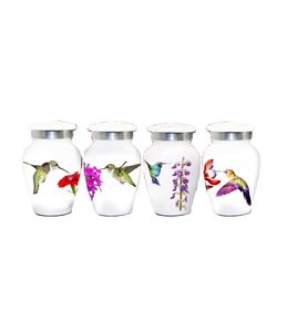 White Hummingbird Urns - Mini White Urns Set of 4 with Premium <b>Box</b> & Bags - Small Keepsake Urns <b>for</b> Human <b>Ashes</b> - Honor Your - Product Image 1