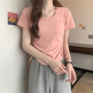<b>Women</b> <b>White</b> Slim Fit <b>Short</b> <b>Sleeve</b> O-Neck T-<b>Shirt</b> Solid Color Cotton Jersey Casual Spring Summer Top - Product Image 5