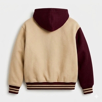 Blouson universitaire de luxe en mélange polyester/coton, col montant, logo frontal, vêtement d'extérieur moderne, thermique, style preppy décontracté pour l'hiver