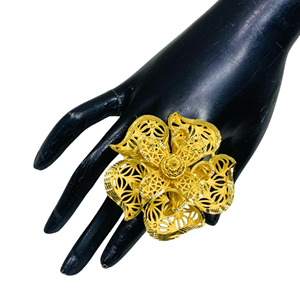 Ensemble de bijoux pour femmes, fait main, plaqué or 24 carats, cuivre, laiton, filigrane floral, micro-incrustation classique, 4 pièces |   Soirée Cocktail de Luxe - Product Image 2
