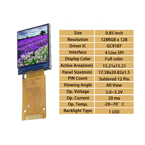 0.85インチスクエア<span class=keywords><strong>Tft</strong></span> <span class=keywords><strong>Lcd</strong></span>ディスプレイモジュール画面解像度128*128ドットマトリックスSPIインターフェイス小型<span class=keywords><strong>Tft</strong></span> <span class=keywords><strong>Lcd</strong></span> GC9107ドライブIc - Product Image 1