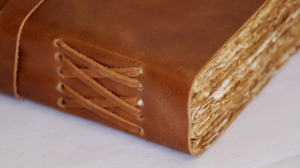 Genuine Leather Sewing Binding B6/A7 Deckle Edge Antique Diary <b>Note</b> <b>Book</b> Tan Wrap Full Grain Leather Gift - Product Image 5
