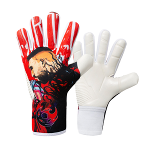 ถุงมือผู้รักษาประตูแบบเต็มนิ้ว ป้องกันการลื่น ทนทานต่อการสึกหรอ ปิดด้วยเชือกผูก ระบายอากาศได้ดี ผลิตจากยาง PU หนา 4 มม. ป้องกันนิ้วมือ - Product Image 1