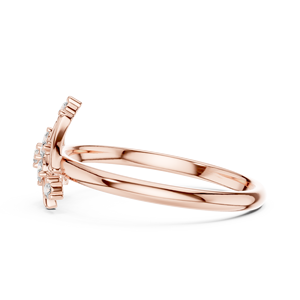 Anillo de oro amarillo macizo de 14k para mujer, con diamante de corte redondo minimalista inspirado en una corona, para compromiso o aniversario. - Product Image 6